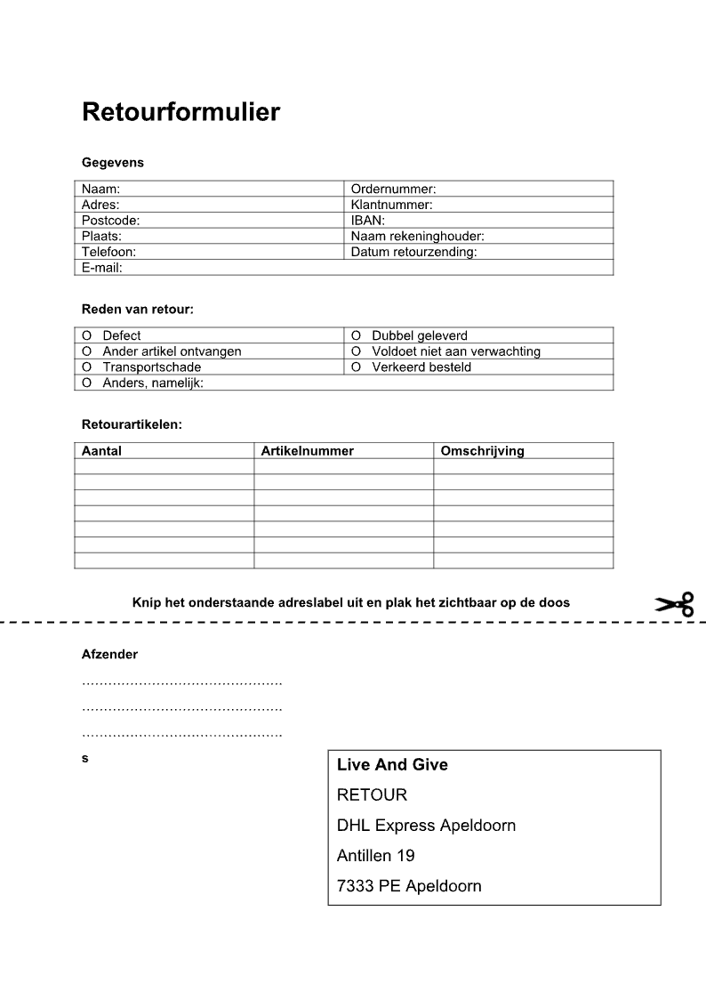 Retourformulier
