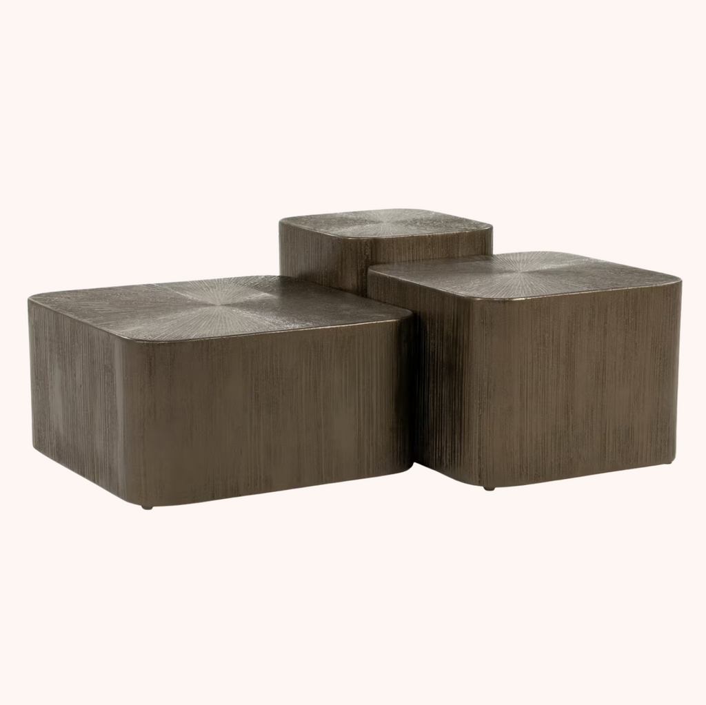 Salontafel Silva Metaal en MDF, Set van 3 stuks