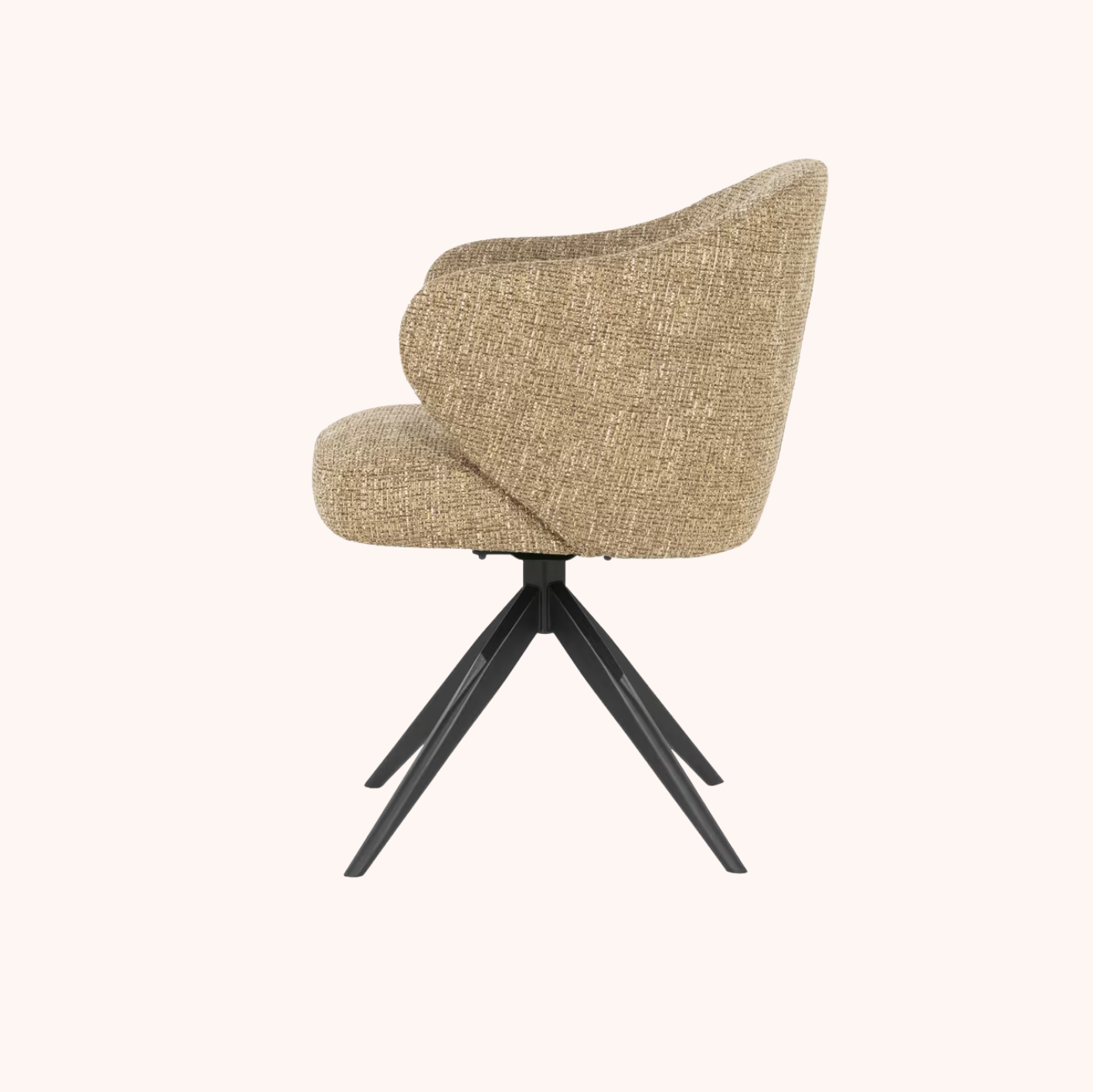 Draaibare Eetkamerstoel Connor Zwart onderstel mosterd