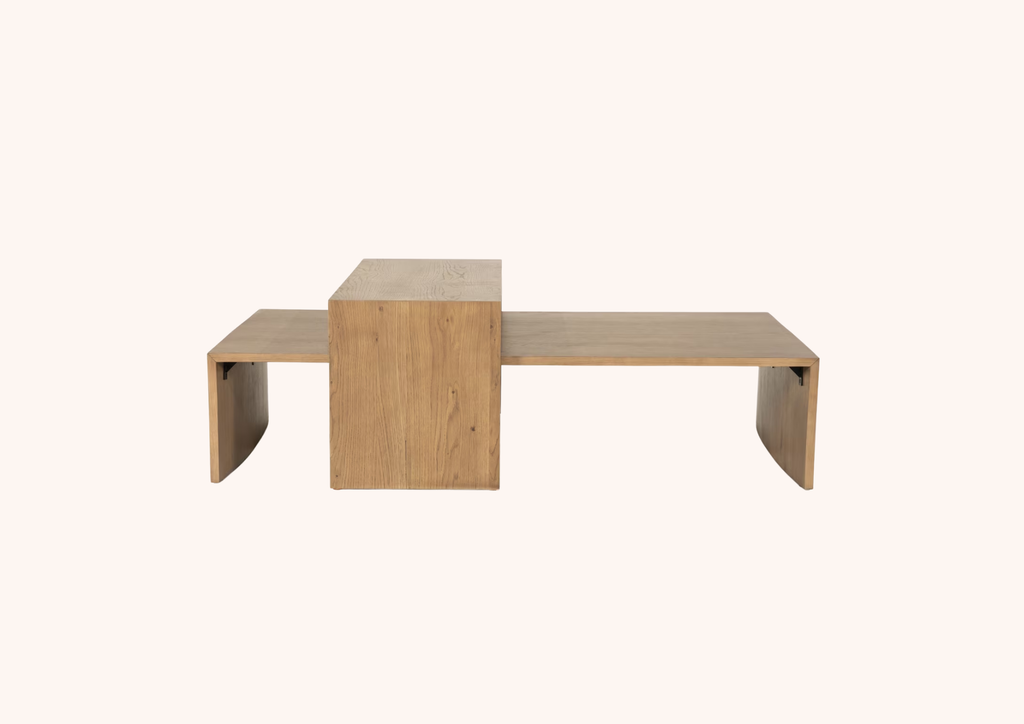 Salontafel Flo Eikenfineer, Set van 2 stuks lichtbruin