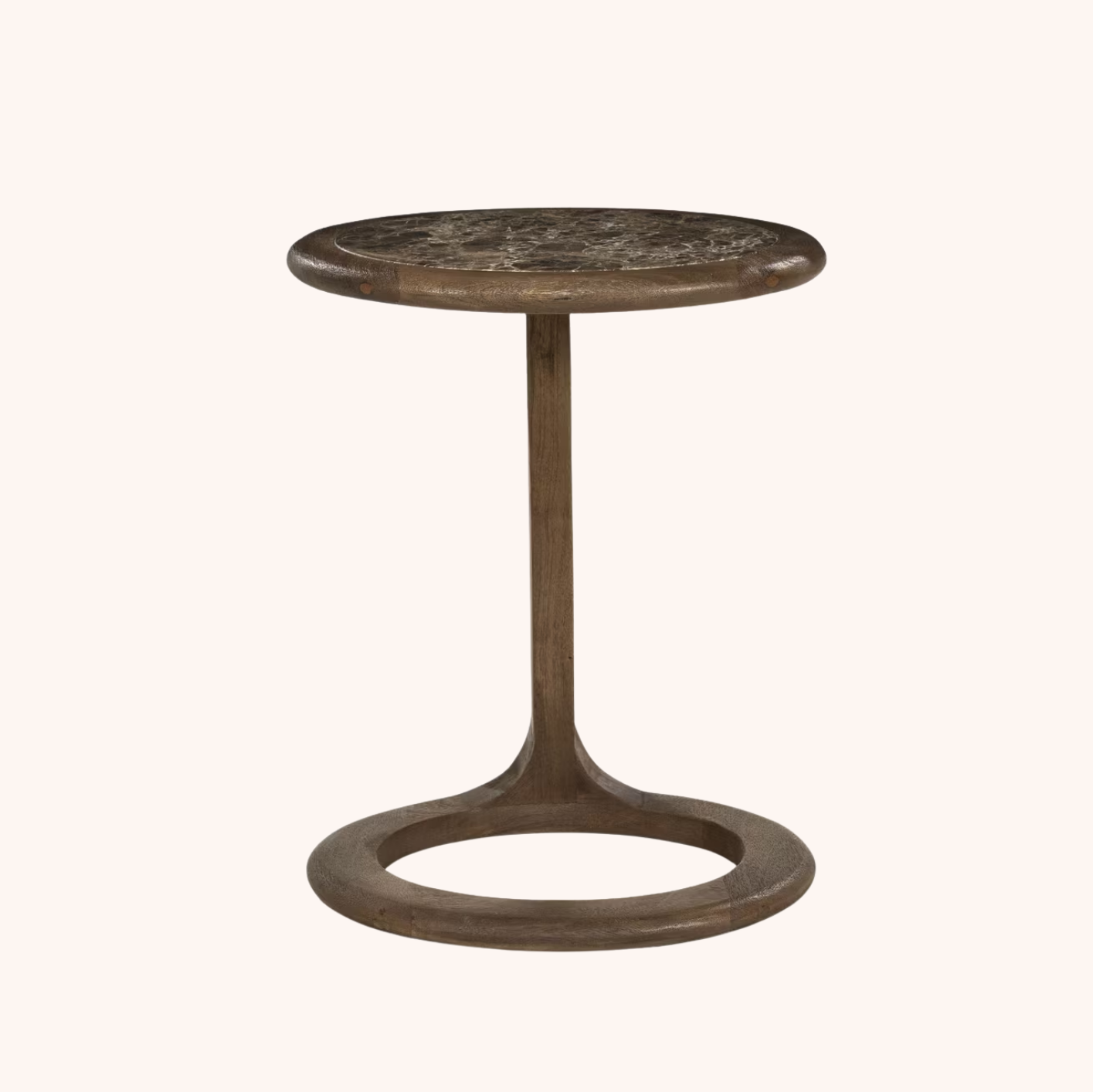 Ronde Bijzettafel Vito Marmer en Mangohout, 43 x 37cm