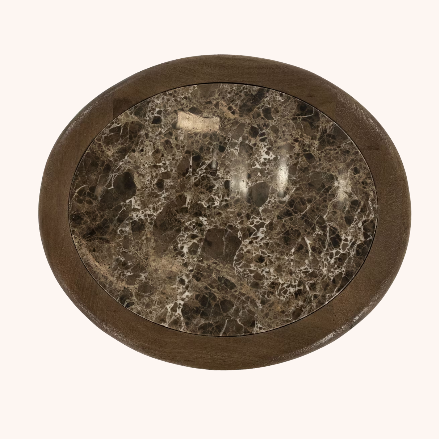Ronde Bijzettafel Vito Marmer en Mangohout, 43 x 37cm