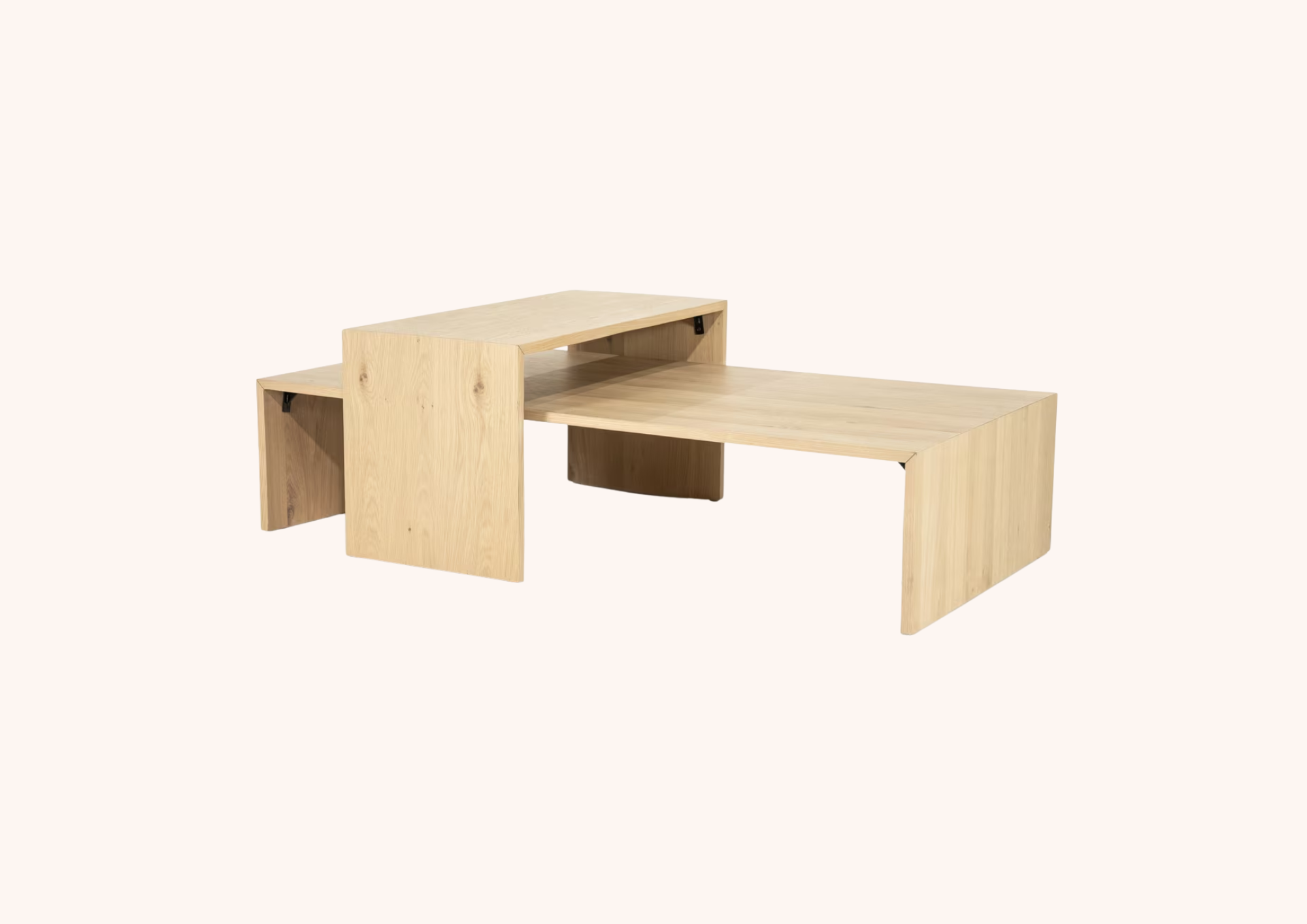 Salontafel Flo Eikenfineer, Set van 2 stuks lichtbruin