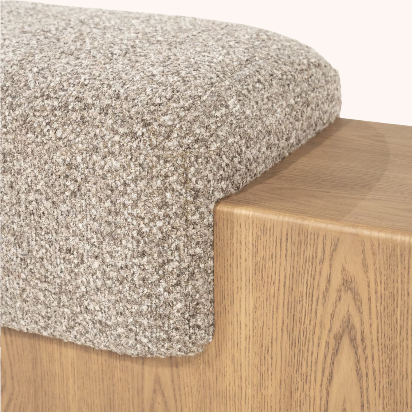 Bankje George Bouclé en essenhout, 133cm taupe