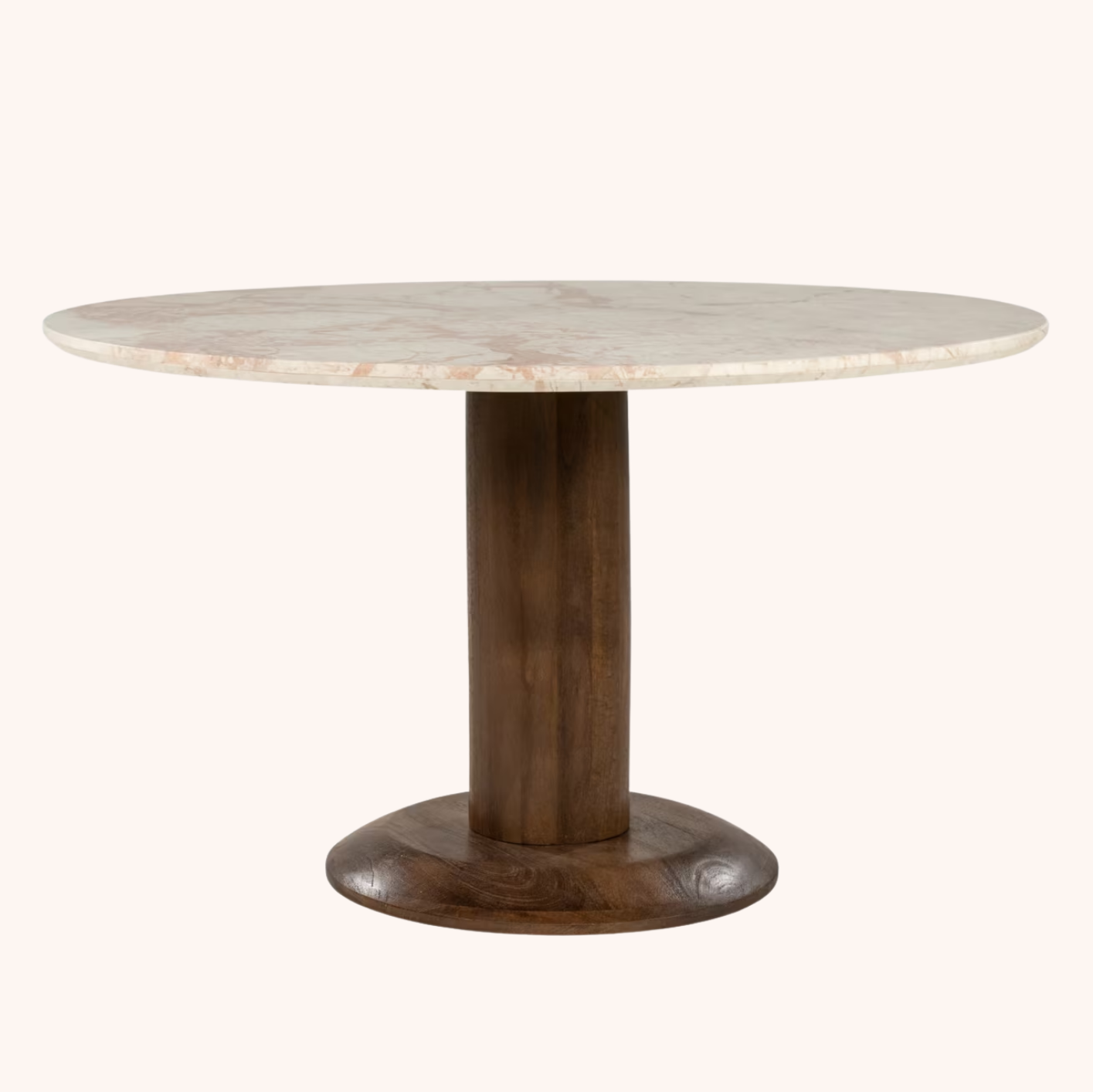 Ronde Eettafel Ted Marmer en mangohout, 130cm