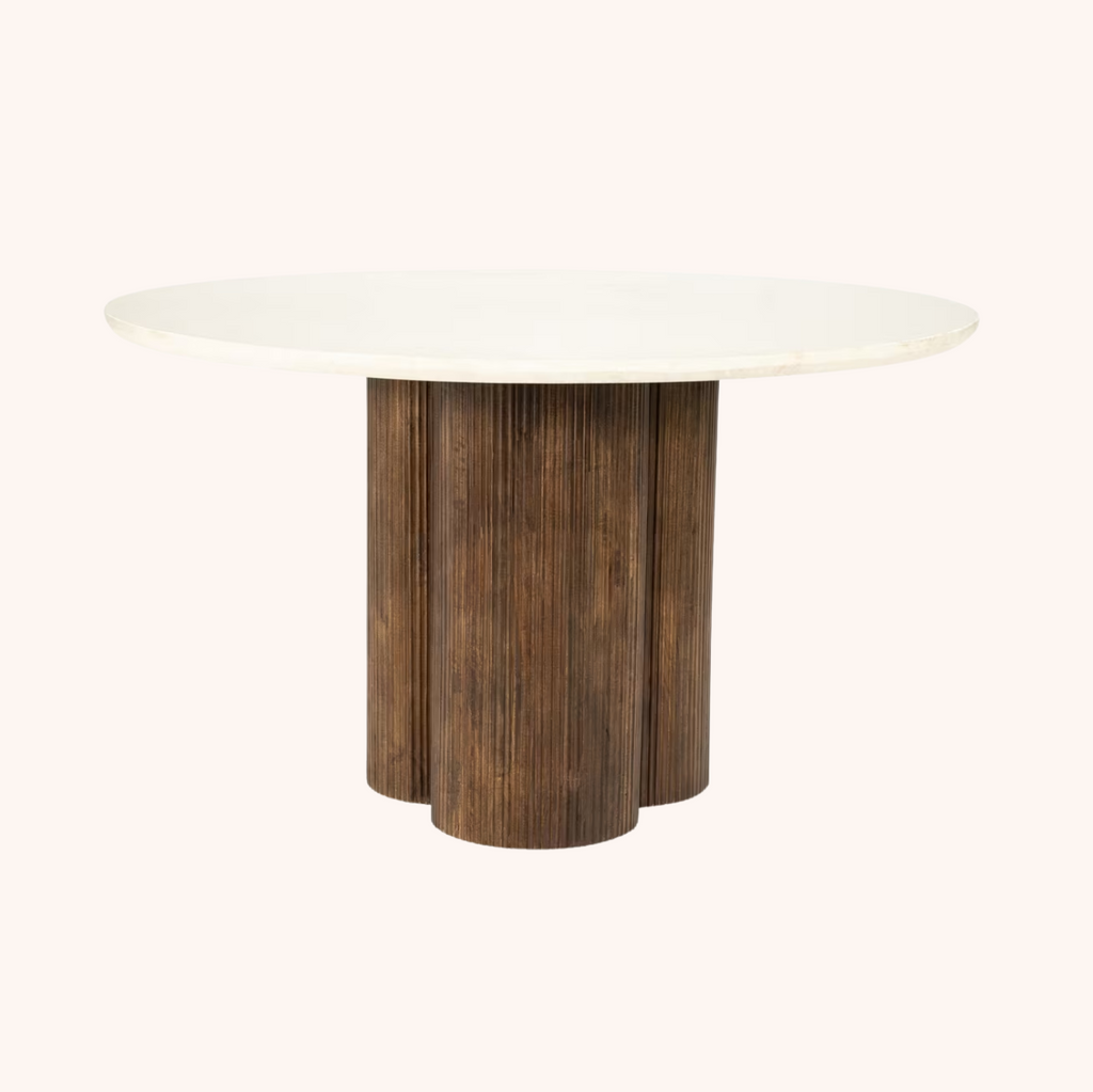 Ronde Eettafel Xanni Marmer en Mangohout, 130cm