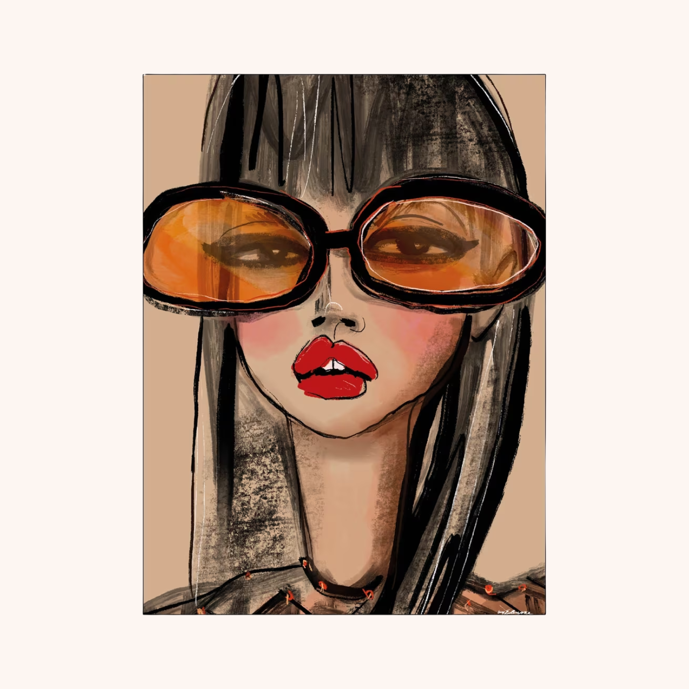 Wandkleed Sunny Orange in maat en frame naar keuze