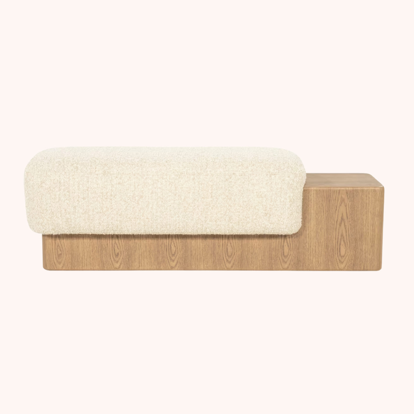 Bankje George Bouclé en essenhout, 133cm beige