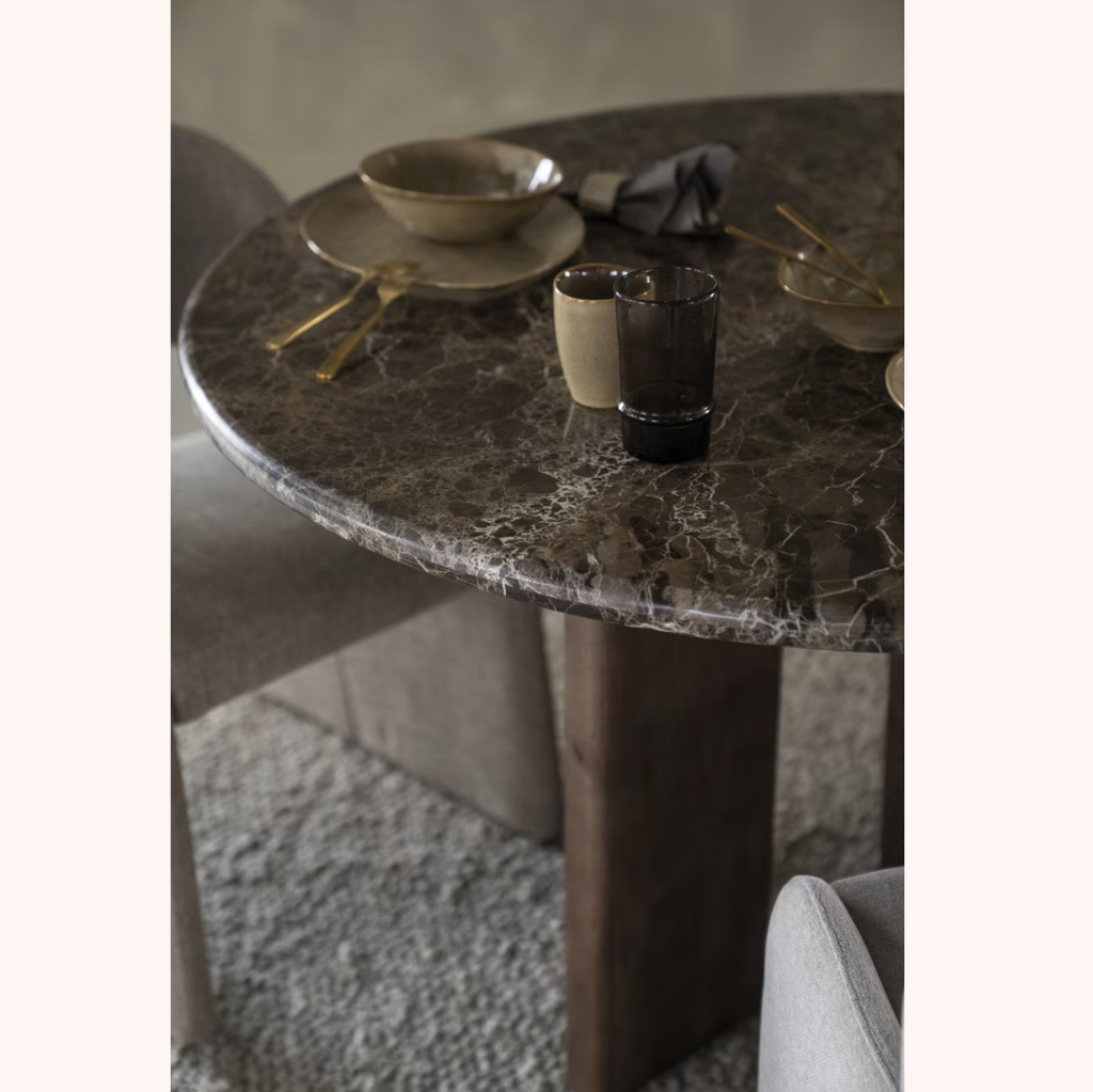 Ronde Eettafel Lando Marmer en mangohout, 127 cm