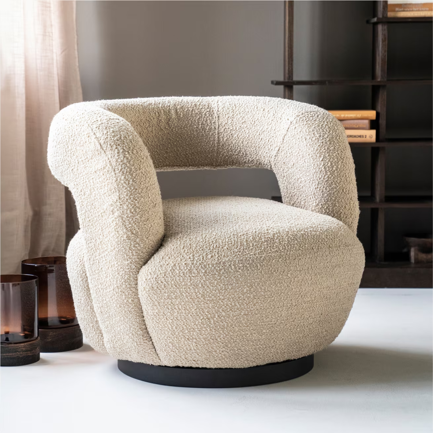 Draaifauteuil Sharon Bouclé zand