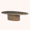 Organische Salontafel Bradley Marmer en mangohout, 120 x 75cm