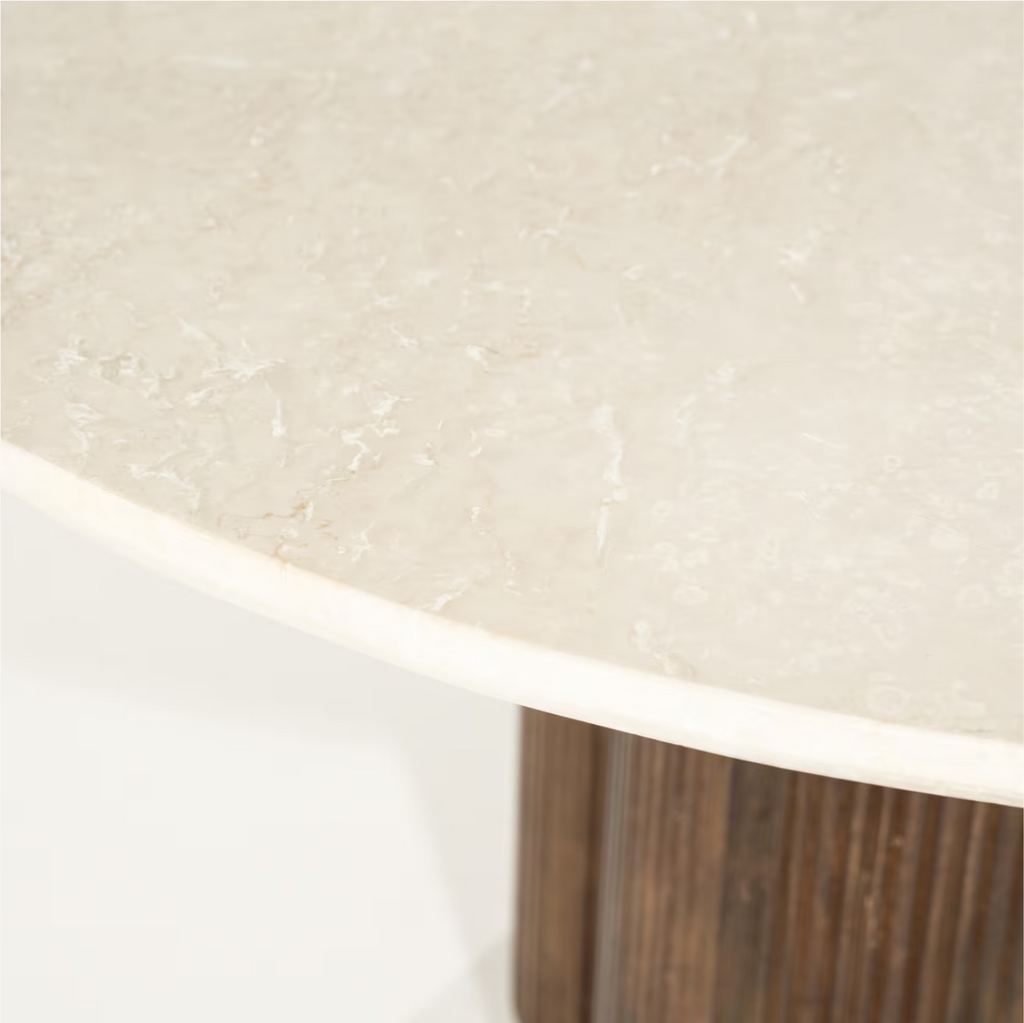 Ronde Eettafel Xanni Marmer en Mangohout, 130cm