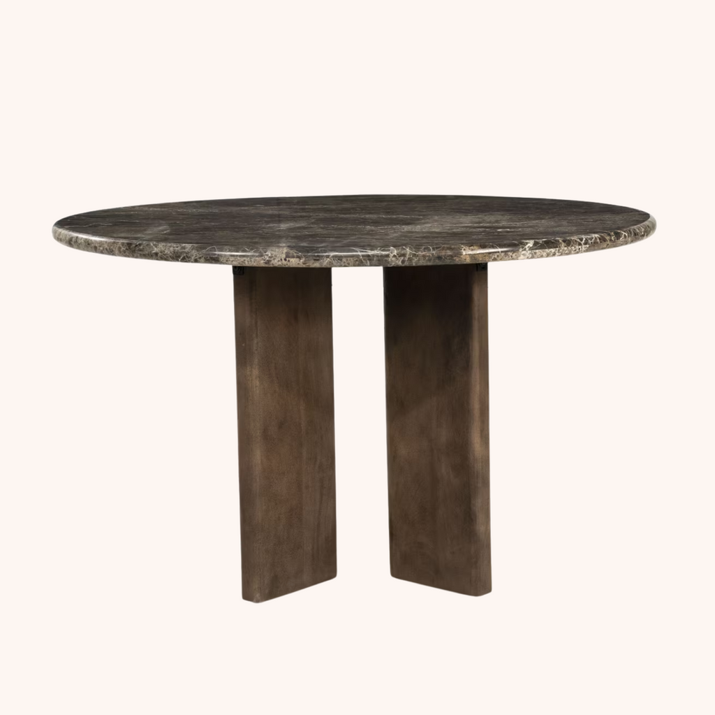 Ronde Eettafel Lando Marmer en mangohout, 127 cm