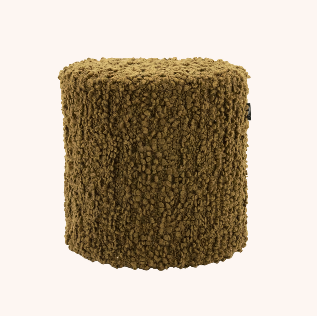 Poef Vista Grof Bouclé, 40cm mosterdgeel