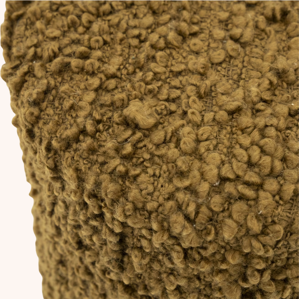 Poef Vista Grof Bouclé, 40cm mosterdgeel
