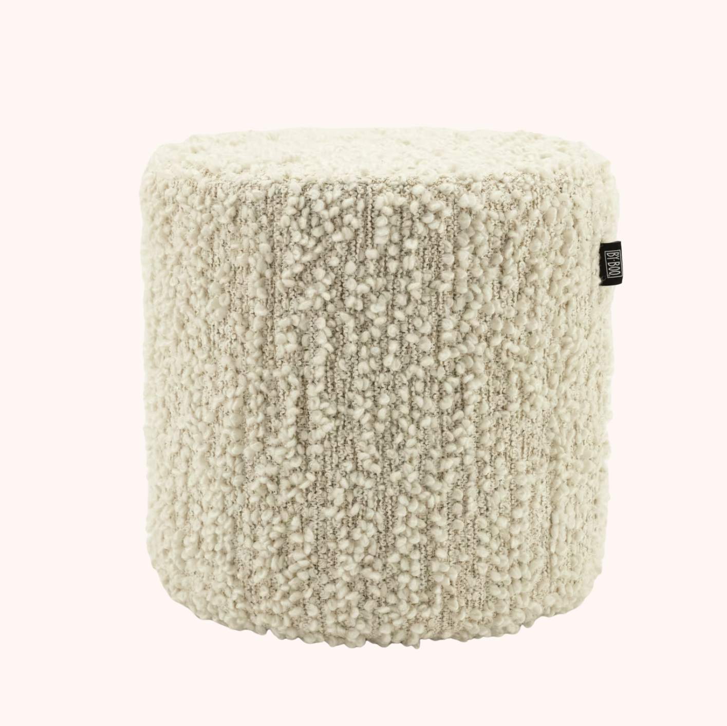 Poef Vista Grof Bouclé, 40cm off-white