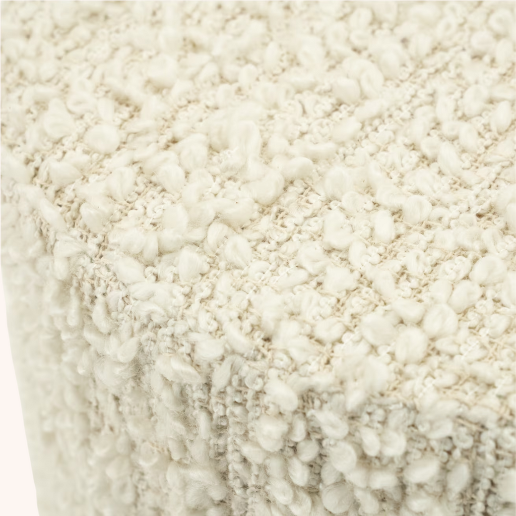 Poef Vista Grof Bouclé, 40cm off-white