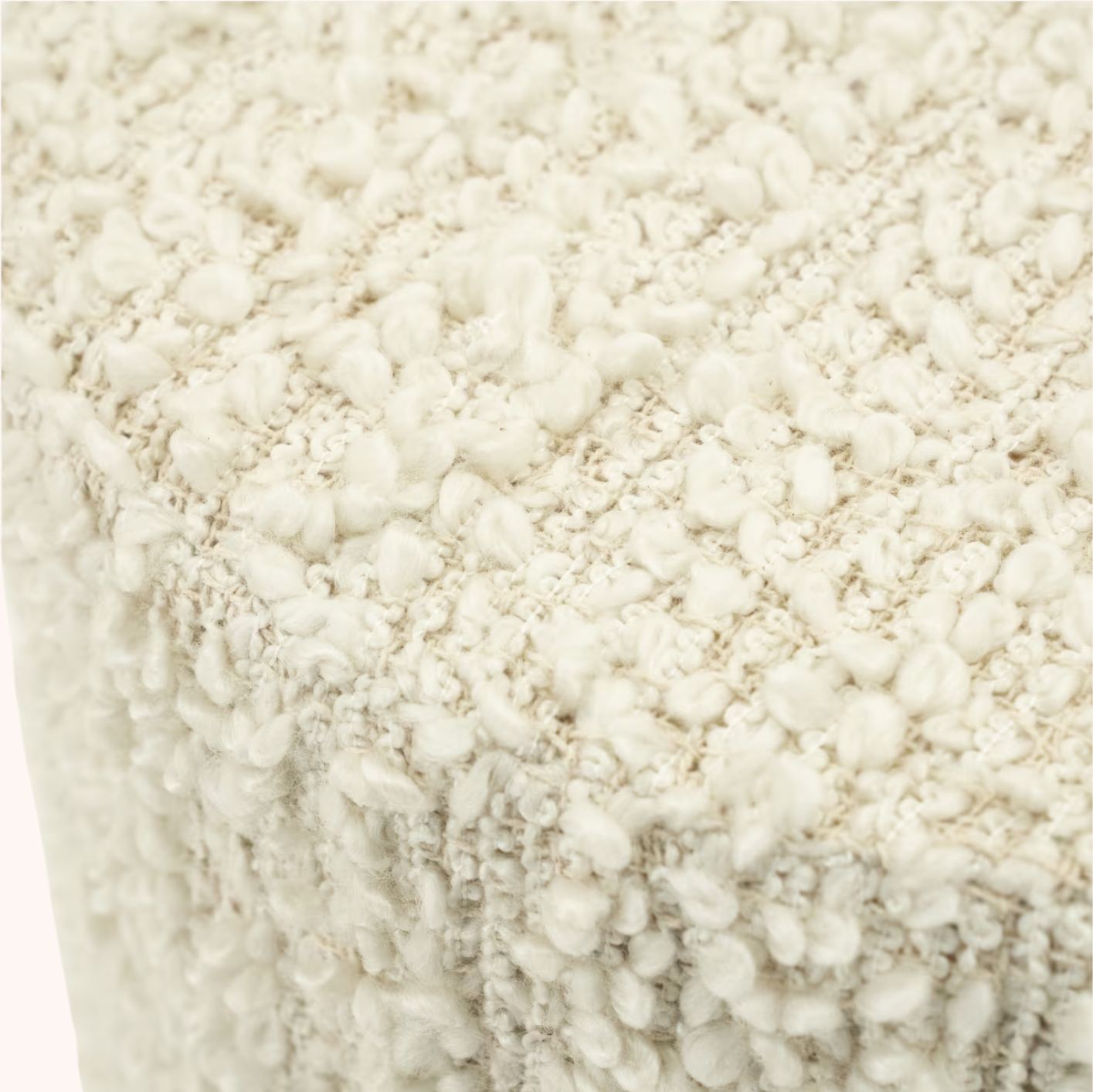 Poef Vista Grof Bouclé, 40cm off-white