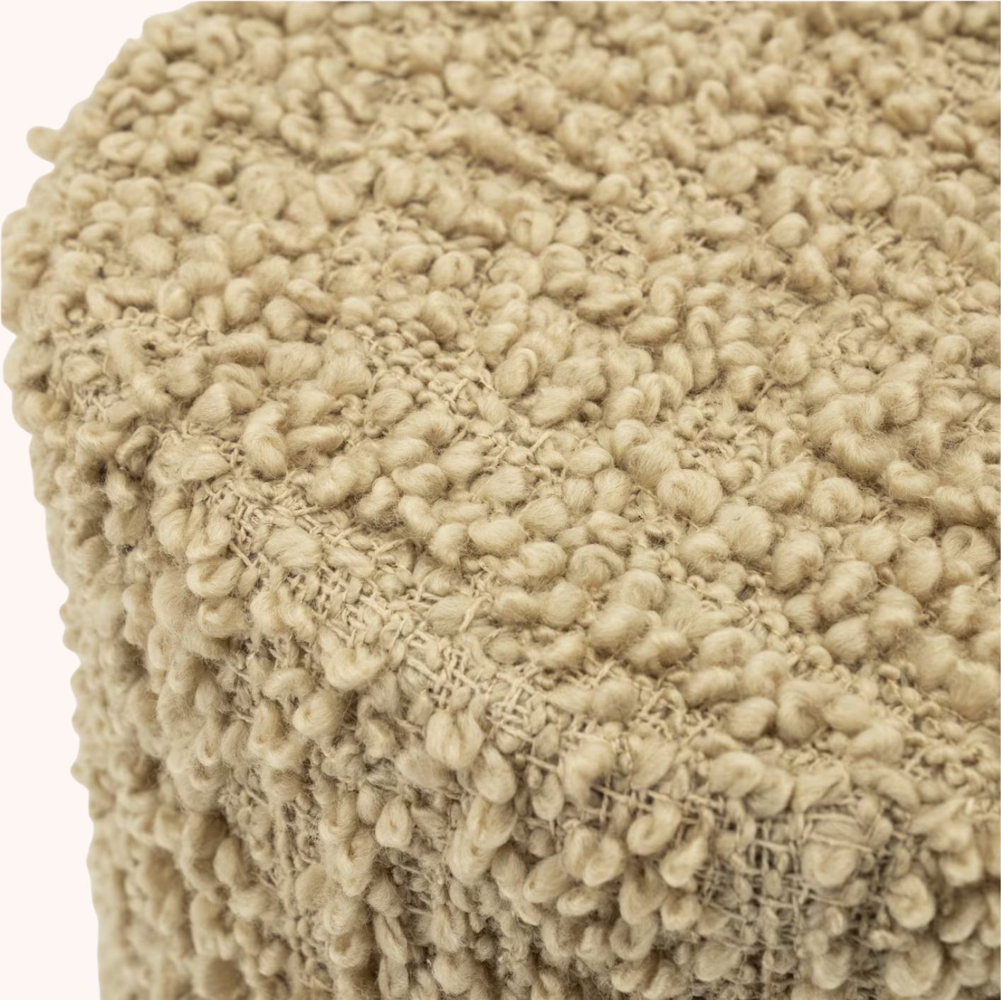 Poef Vista Grof Bouclé, 40cm beige