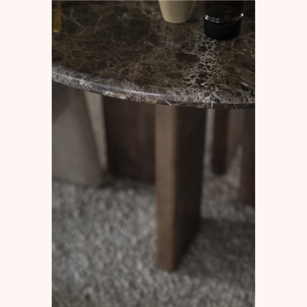 Ronde Eettafel Lando Marmer en mangohout, 127 cm