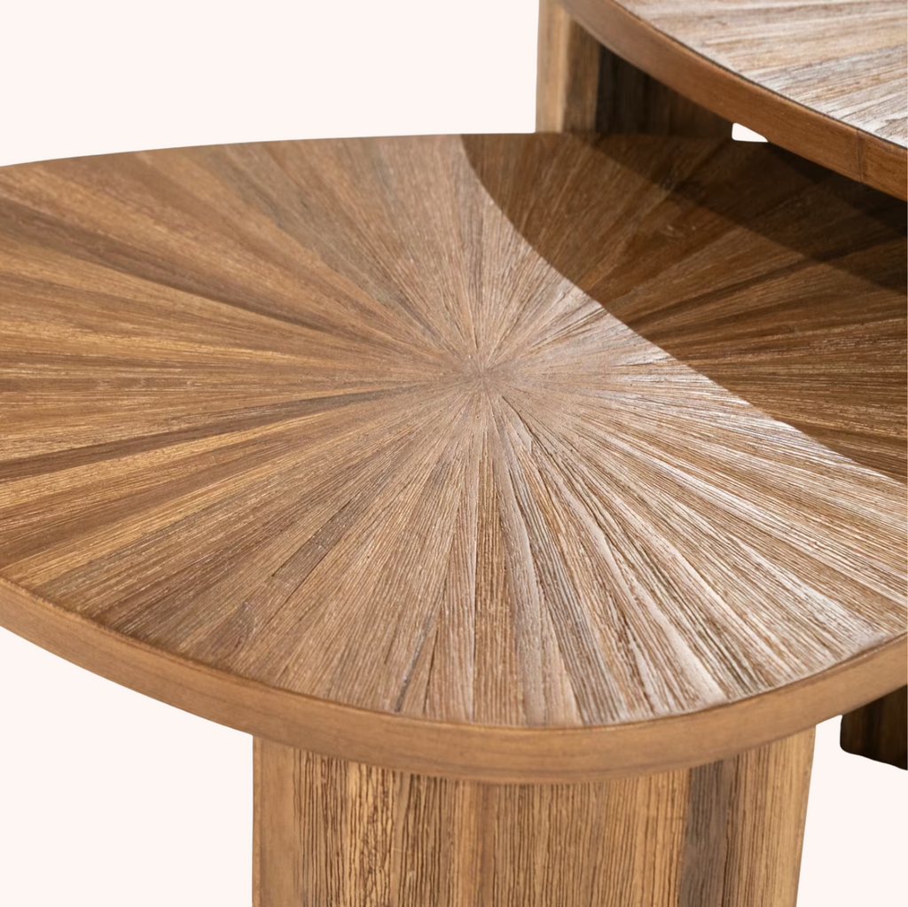 Organische Salontafel Tala Teakhout, Set van 2 stuks