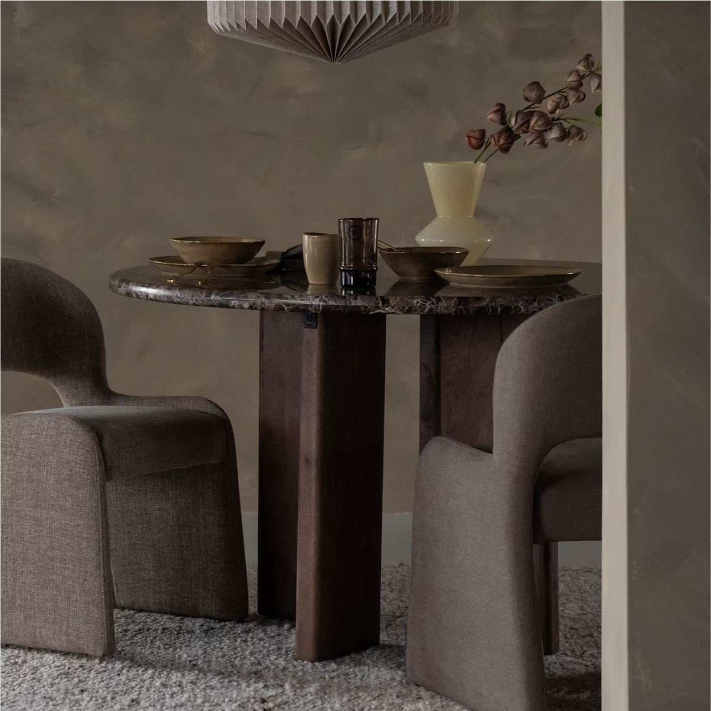 Ronde Eettafel Lando Marmer en mangohout, 127 cm