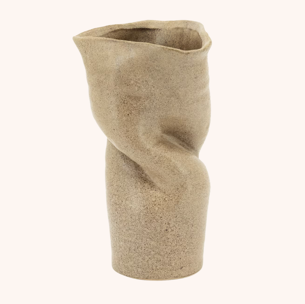 Vaas Songa Aardewerk, 36cm hoog bruin