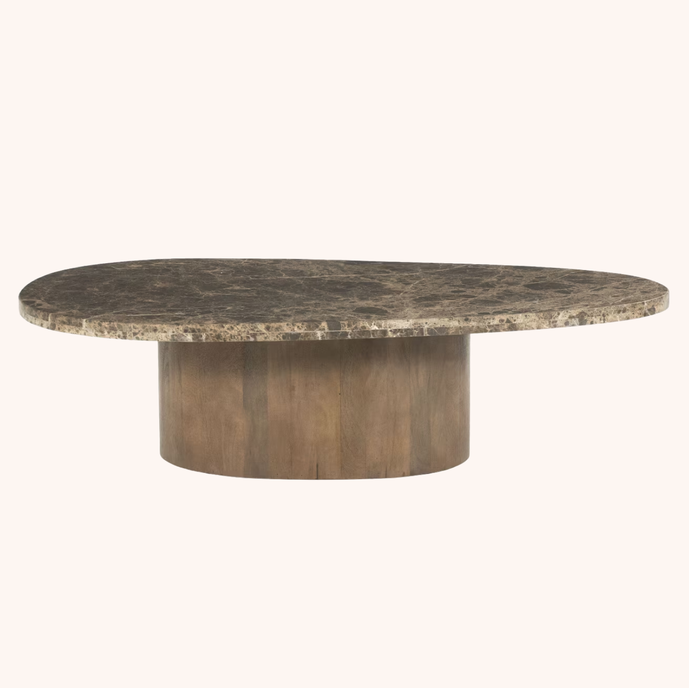 Organische Salontafel Bradley Marmer en mangohout, 120 x 75cm