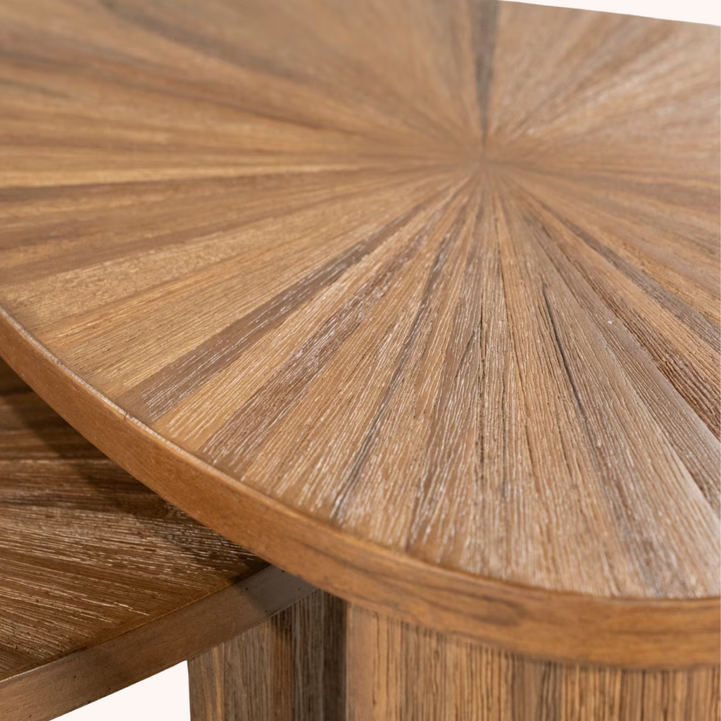 Organische Salontafel Tala Teakhout, Set van 2 stuks
